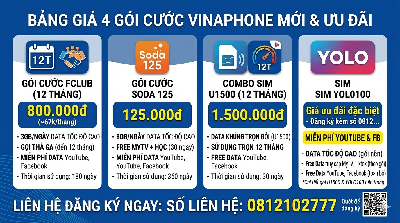 Cách đăng ký 4G Vinaphone 2026