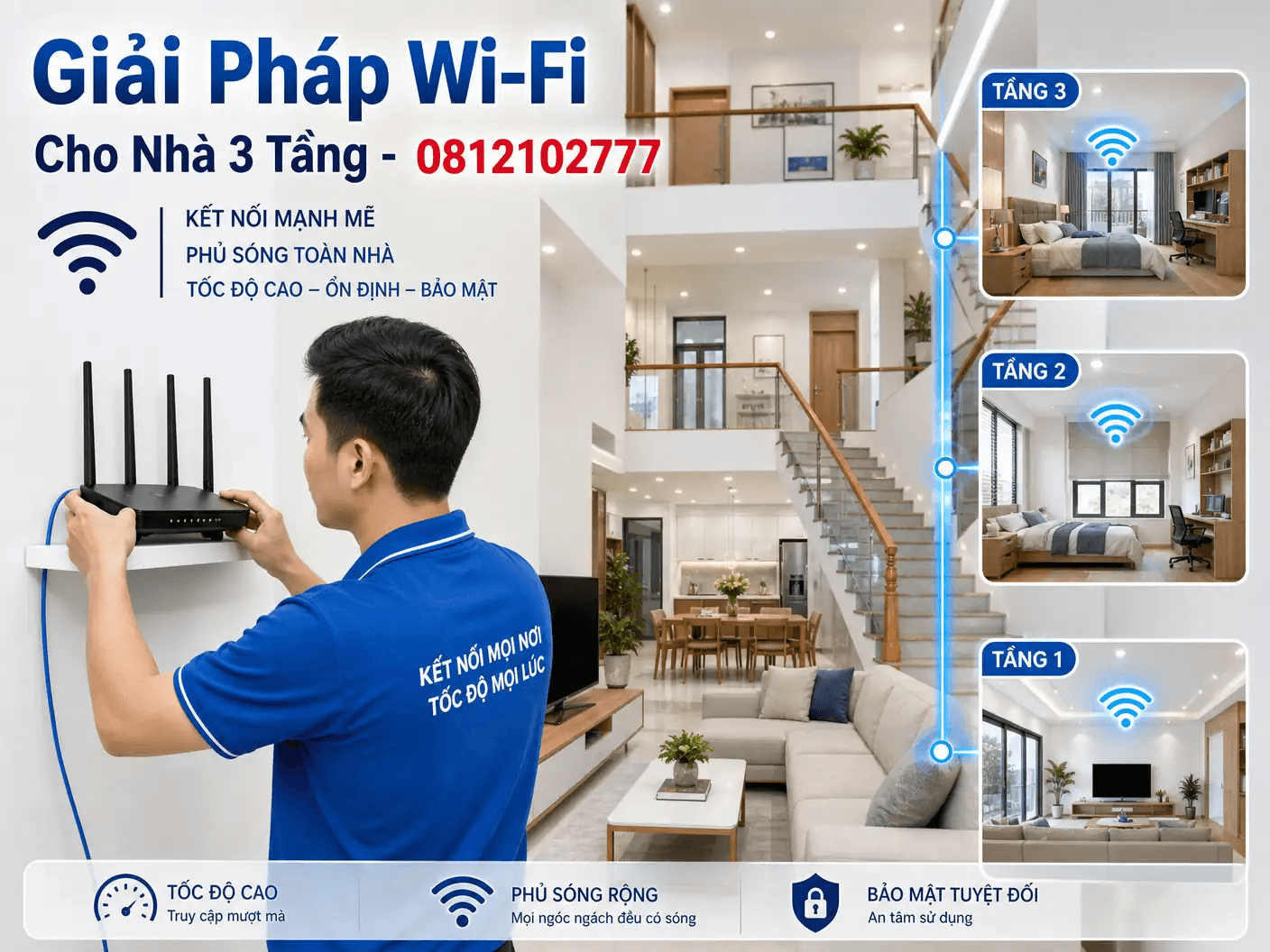 Lắp Mạng cho nhà 3 tầng